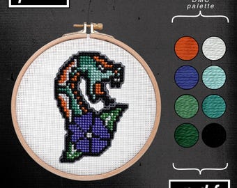 American Traditional Snake & Flower Cross Stitch Pattern (PDF Beginner Level)