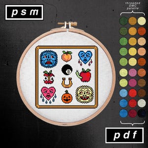 American Traditional Tattoo Flash Inspired Mini Flash Sheet Cross Stitch Pattern