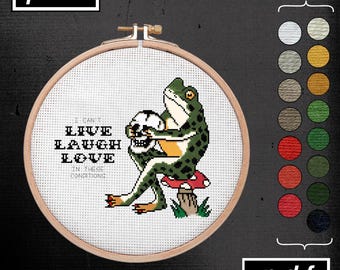 Frog Cross Stitch Pattern: American Traditional Tattoo Flash Art (PDF Pattern)
