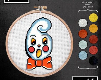 American Traditional Tattoo Flash Inspired Vintage Halloween Ghost Cross Stitch Pattern