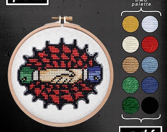American Traditional Tattoo Flash Inspired Spiderweb Handshake Cross Stitch Pattern (PDF)