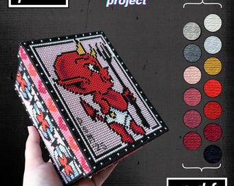Pink Devil & Chains Cross Stitch Needlepoint Plastic Canvas Pattern (PDF)