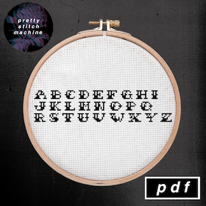 American Traditional Tattoo Flash Inspired Alphabet Font Cross Stitch Pattern