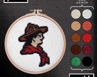 American Traditional Tattoo Flash Professor Milton Zeis Mini Cowgirl Portrait Cross Stitch Pattern (PDF)