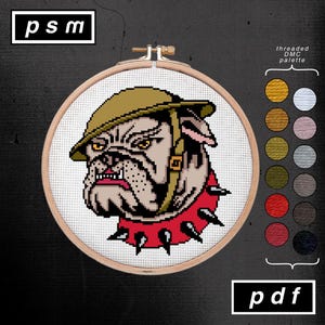 Amerikanisches Traditionelles Tattoo Blitz Inspiriert Teufel Hund Kreuzstich Muster