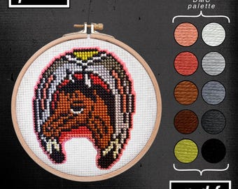 American Traditional Tattoo Flash Horse with Horseshoe Cross Stitch Pattern (PDF)