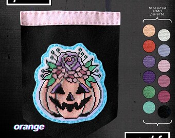 American Traditional Tattoo Flash Pale Vintage Pumpkin Bouquet Cross Stitch Pattern