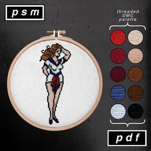 Amerikanisches Traditionelles Tattoo Flash Inspiriert Sailor Pin Up Kreuzstich Muster