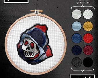 American Traditional Tattoo Flash Mini Reaper Skull Cross Stitch Pattern (PDF)