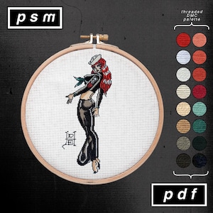 Zeeman pin-up girl kruissteekpatroonbundel: op Ed Hardy geïnspireerd (pdf-patroon) afbeelding 1