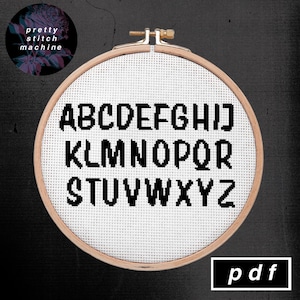 Hand Painted Signage Lettering Alphabet Font Cross Stitch Pattern