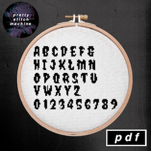 Horror Halloween Alphabet Font Cross Stitch Pattern