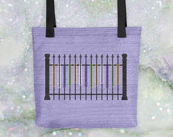 Mardi Gras Bling - Beads on Wrought Iron Fence in New Orleans Tote Bag