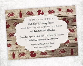 Printable Digital File - Crab Boil Baby Shower Invitation - Customizable - Wood, Rustic, Low Country, Seafood, Cajun, Southern