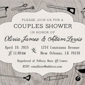 Printable Digital File - Couples Shower Linen Doodles Invitation ...
