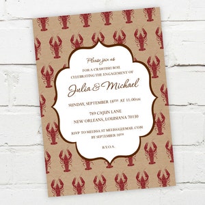 Printable Digital File Elegant Crawfish Boil Invitation Customizable Engagement Party, Birthday, Shower, Crayfish, Seafood, Cajun image 1