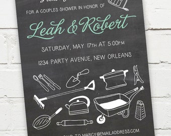 Printable Digital File - Couples Shower Chalkboard Invitation - Honey Do - Customizable - Tools, Garden, Gadgets, Kitchen, Wedding, Co-Ed