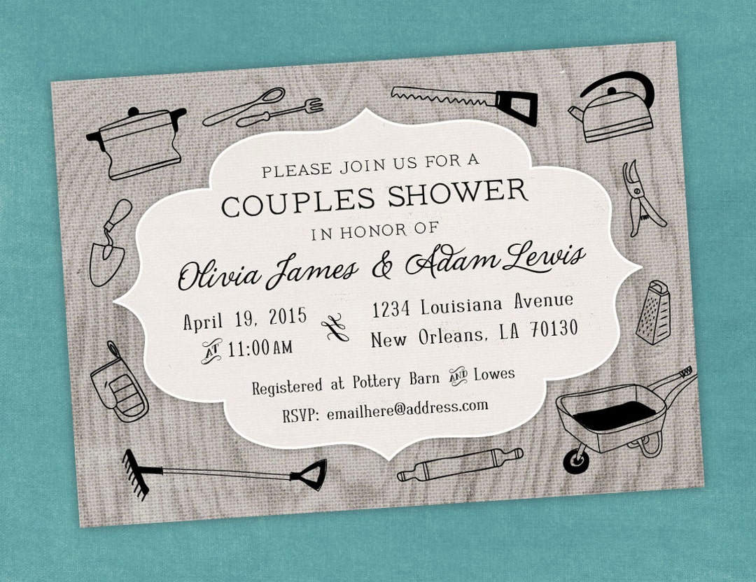 Printable Digital File - Couples Shower Linen Doodles Invitation ...