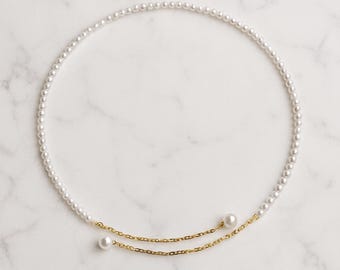 18 kt echt gouden natuurlijke zoetwater zoetwaterparelketting sieraden ronde parel: 3,00 ~ 4,50 mm