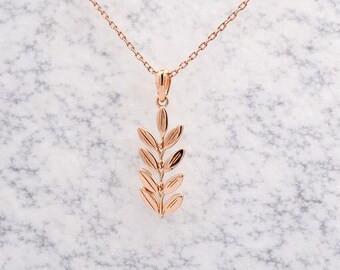 18K Gold Plated Bay Leaf Pendant Necklace – Eternal Blessing