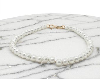 18 kt echt gouden zoetwaterparelarmband, sieraden | Gouden sluiting