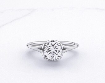 Moissaniet diamanten ring 925 sterlingzilver | Ultradunne ring van 1 mm met een 1-karaats