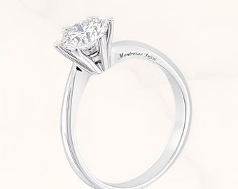 French elegance 18K white gold engagement ring | Simple, classic, and timeless