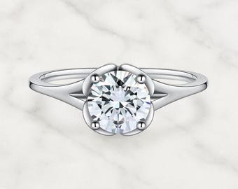 18 kt echt gouden in het lab gekweekte diamanten ring sieraden | Delicaat licht, pure schoonheid