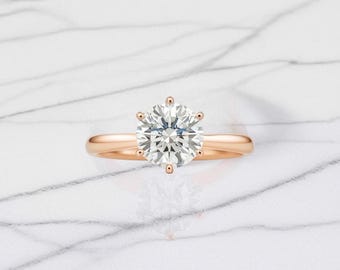 14K echt gouden in het lab gekweekte diamanten ring sieraden | 1 karaat, puur licht, de taal van goud