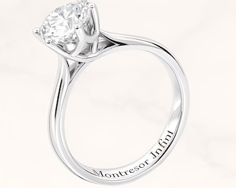 French-style elegant 18K white gold engagement ring | Witnessing eternal love with its brilliance