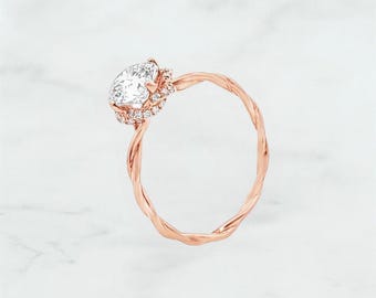 925 sterlingzilveren twist peervormige moissaniet diamanten verlovingsring | Moissaniet: Franse elegantie