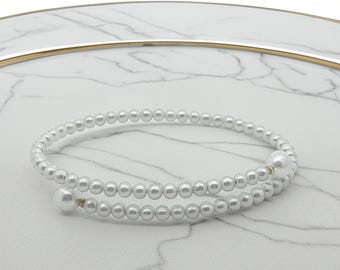 18 kt echt gouden zoetwaterparelarmband, sieraden | Ronde kralen van 3 en 6 mm