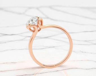 14K echt gouden in het lab gekweekte diamanten ring sieraden | Delicaat licht, pure schoonheid
