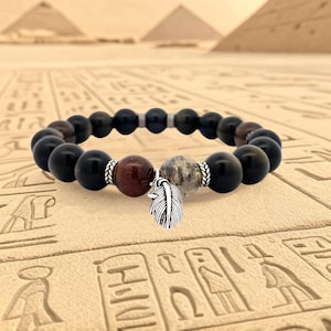Energy Flow Black Brown Egyptian Gold Lucky Stone Fengshui Crystal Blessing Bracelet
