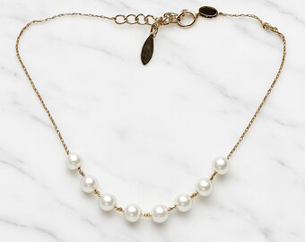 18 kt echt gouden natuurlijke zoetwaterparelarmband sieraden | 3,5 - 4 mm parel