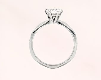 Six-prong 18K white gold solitaire diamond ring | Simple engagement ring/anniversary gift