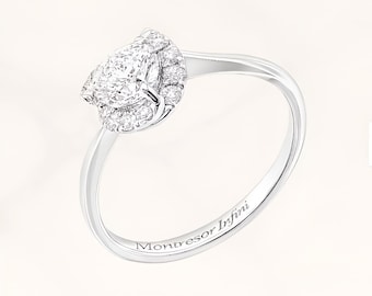 18K White Gold Trillion Diamond Halo Engagement Ring (1.0 ct, D, VS)