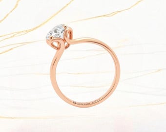 18 kt echt gouden in het lab gekweekte diamanten ring sieraden | Delicaat licht, pure schoonheid