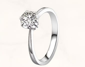 French-style 18K white gold elegant engagement ring | A symbol of enduring love and commitment