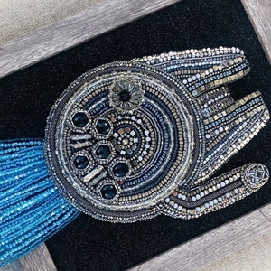 FLY CASUAL Star Wars art bead embroidery Millenium Falcon image 1