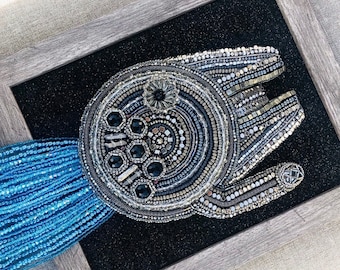 FLY CASUAL - Star Wars art - bead embroidery Millenium Falcon