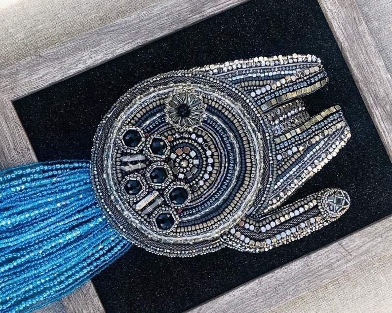 FLY CASUAL Star Wars art bead embroidery Millenium Falcon image 1