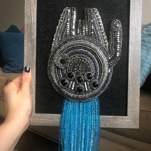 FLY CASUAL Star Wars art bead embroidery Millenium Falcon image 4