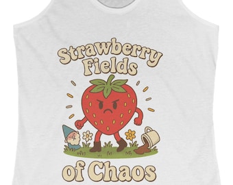 Strawberry Fields of Chaos Tank Top: Funny Workout Racerback