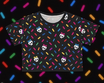 Skull Sprinkle Crop Top | Edgy Goth Kawaii Fashion