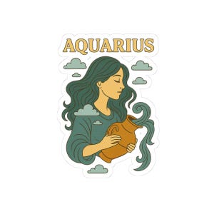 Aquarius Zodiac Sticker: Water Bearer Art, Laptop Decoration
