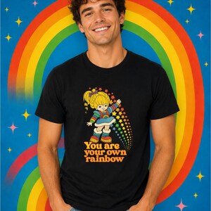 Retro Rainbow Girl Graphic Shirt | 80s Cartoon Style, Bella+Canvas Softshirt image 4