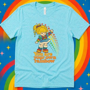 Retro Rainbow Girl Graphic Shirt | 80s Cartoon Style, Bella+Canvas Softshirt image 10