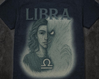 T-shirt Libra Horror Graphic: Gothic Zodiac Halloween-shirt