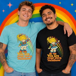 Retro Rainbow Girl Graphic Shirt | 80s Cartoon Style, Bella+Canvas Softshirt image 8